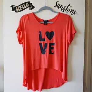 Red Love Graphic Text Soft High Low T-Shirt XL